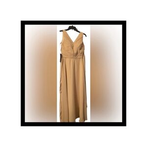 Women's V Neck Chiffon Pleat Long Bridesmaid Dresses Prom Gown